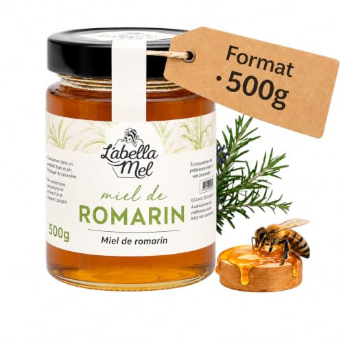 Rosmarinhonig aus Spanien - Premium Qualität - reines Naturprodukt - kaltgeschleudert - unfiltriert - leicht und würziger Geschmack - im Glas, Größe:500 g, Geschmack:Rosmarin