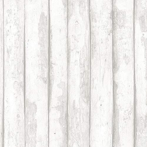 FH37534 - Homestyle Rustic Wooden Logs Cool Grey Galerie Wallpaper