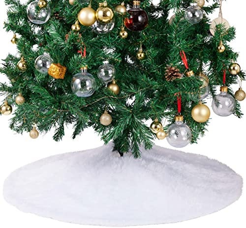 THE TWIDDLERS Weihnachtsbaumdecke Tannenbaum Unterlage Christbaumteppich aus weißem Kunstfell - 90cm Durchmesser Baumständer Schürze Weihnachtsbaumrock