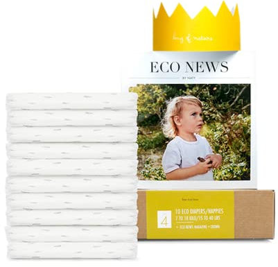Eco by Naty Baby Nappies, Size 4, 10 Ct, Plant-based with 0% Oil Plastic on Skin, Trial box