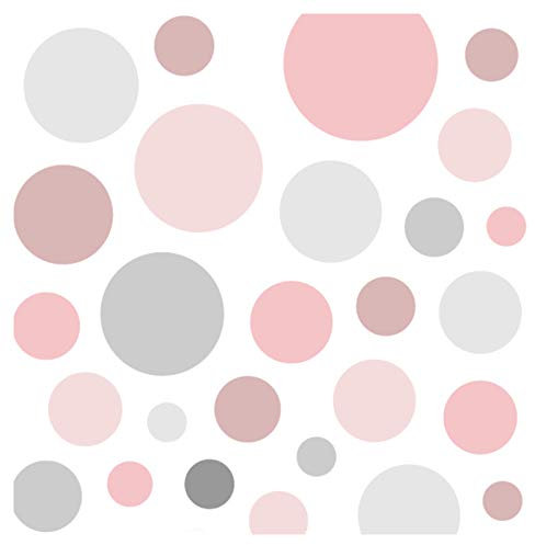 Wandaro Little Deco DL390 Wandtattoo 86 Punkte Mädchen Kreise rosa grau viele Farben Wandtattoo Klebepunkte Wandaufkleber bunt