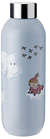 Stelton Thermosflasche Keep Cool - Thermo-Trinkflasche - Doppelwandige Isolierkanne - Moderner Design-Thermobecher für Wasser, heiße & kalte Getränke, Kaffee, Tee - 0,75 Liter, Wolkig/Moomin