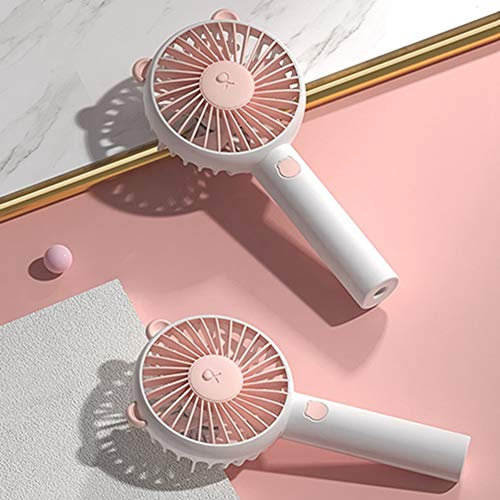 EURS, ventilatore portatile USB, ventilatore a mano, con batteria, per viaggi e casa, Stile orsacchiotto bianco.