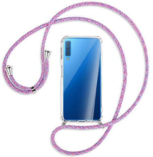 mtb more energy Handykette kompatibel mit Samsung Galaxy A7 2018 (Duos) SM-A750 (FN/DS, 6.0'') - Purple Unicorn - Smartphone Hülle zum Umhängen - Anti Shock Full TPU Case