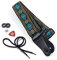 KLIQ Gewebter Retro-Gitarrengurt für Akustik- und E-Gitarren, 60er Jahre, Jacquardgewebe, Hootenanny-Stil, 2 Gummi-Gurtsicherungen im Lieferumfang enthalten, Classic-Hippie Blue/Gold