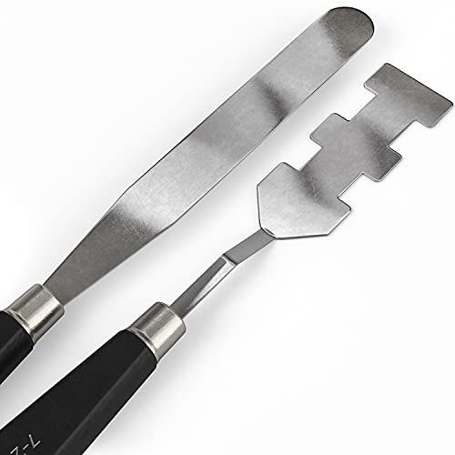 Arteza Palette Knives, Pack of 2, Sizes No. 17 & No. 7, Set E, Durable Stainless Steel Blade & Break-Resistant Wooden Handle, Painting Knives for Oil & Acrylic Paints
