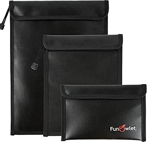 Feuerfeste wasserdichte dokumententasche â€“ 3er-Pack sichere verbesserte ReiÃŸverschluss-Taschen für A4 A5 Dokumentenhalter, Akten, , Schmuck, Reisepass, Tablet, Laptop (schwarz)