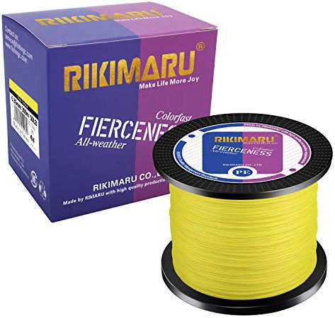 RIKIMARU FIERCENESS Treccia da pesca (giallo fluo-327 yds, 11,3 kg (0,20 mm))