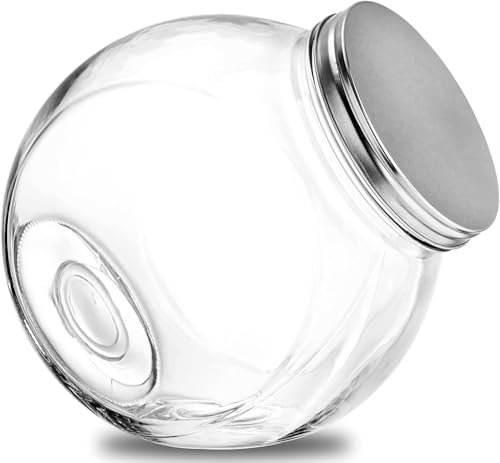 WUWEOT 4 L Penny Candy Glass Jar with Lid, Large Clear Canister Container Jar, Snacks Cookie Jar for Kitchen Counter, BPA-Free Wide Mouth Glass Jar for Storing and Canning Uses, Clear
