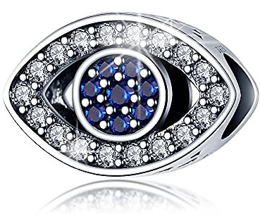 LONGLUCK Crystal Blue Evil Eye Bead Charm Glücksbringer passt Charms Armbänder für Frau 925 Sterling Silber Dangle Anhänger Bead, Mädchen Schmuck Perlen Geschenke für Frauen Armband & Halskette