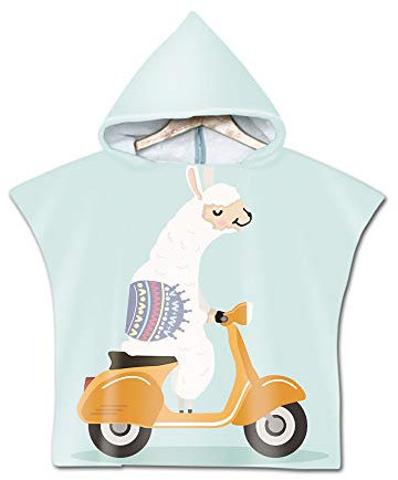 DOTBUY Badeponcho Strandtuch mit Kapuze, Kinder Jungen Mädchen 3D Cartoon Alpaka Muster Mikrofaser Kapuzenhandtuch Wechselkleider Bademantel Badetuch Poncho Handtuch (60x80cm,Grün)