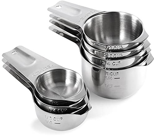 HXSZWJJ 15PCS De Mesure en Acier Inoxydable Cuiller Coupes De Mesure en Métal Mesurette Ensemble D'outils De Cuisine Ustensiles De Cuisine (Color : 7pcs Cups)