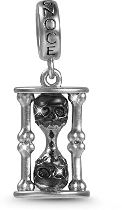 GNOCE Totenkopf Sanduhr Anhänger Charm Sterling Silber baumeln Charms Fit Armband/Halskette Halloween Geschenk für Frauen Mädchen Tochter