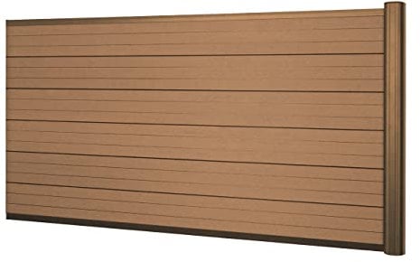 Mendler WPC-Sichtschutz Sarthe, Windschutz Zaun, Alu-Pfosten Erweiterungselement niedrig, 1,85m - Teak