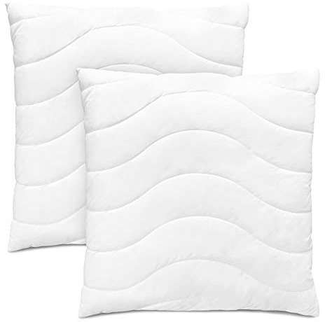 Bodyprotect 2er Set Kopfkissen, 100% Baumwolle, 45 x 45 cm, Zierkissen Sofakissen Füllkissen Inlet, atmungsaktiv, Made in EU, Ökotex 100, Höhenverstellbar, 60 Grad waschbar, weiß