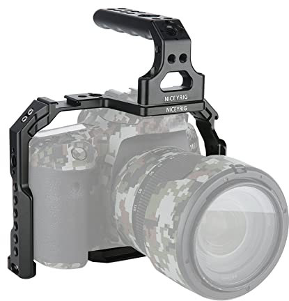NICEYRIG Armazón de cámara 90D 80D para Canon EOS 90D 80D 70D con asa Superior, con Orificio de localización de Zapata fría NATO
