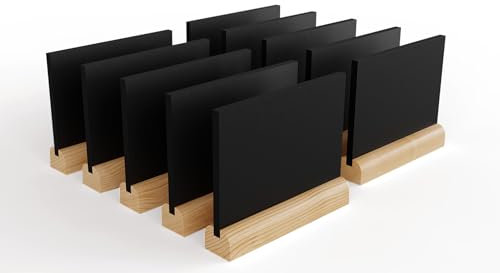 ALLboards Mini doppelseitige Kleine Tafeln 10 Stück Set mit Staffelei, Rechteck, Kreidetafel