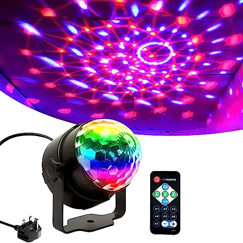 Disco Light,KOOT 3W 7-Colours Disco Ball Light with Remote Control and Sound Activated DJ Stage Lights for Kids Birthday Festival Bar Club Wedding Show.