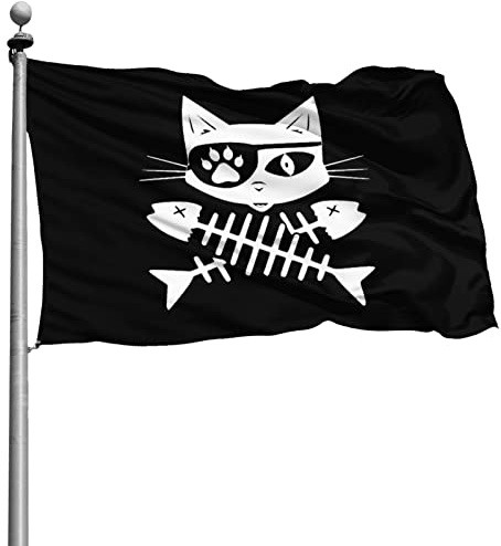 Gatto Pirata Bandiera Giardino Decorazione Bandiera Personalizzata Premium Bandiera per Interni, Eventi 90X150Cm