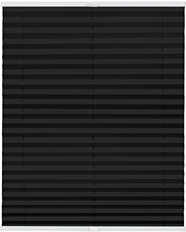 Lichtblick Plissee Klemmfix nach Maß, ohne Bohren, verspannt, lichtdurchlässig, Blickdicht, Made in Germany - Schwarz 85 cm x 130 cm (B x L)