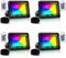 Tubiaz 4pack Projecteurs LED RGB 20W Intérieur et Extérieur Multicolore, RGB Spot LED de Couleur Avec Télécommande, 16 Couleurs 4 Modes Étanchéité IP66, Fonction Mémoire(pas de prise)