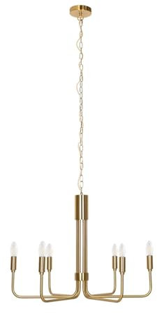 Lindby Kronleuchter Elanova (Retro, Vintage Antik) in Gold/Messing aus Metall (6 flammig E14) - Pendelleuchte Hängelampe Lüster Lampe Deckenleuchte Deckenlampe Wohnzimmerleuchte