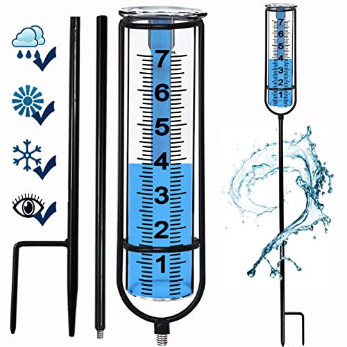 Jauge de pluie, pluviomètre anti-gel pour extérieur avec piquet, jauge de pluie pour cour, jauge de pluie réglable pour l'extérieur, jauge de pluie amovible pour pelouse, jardin