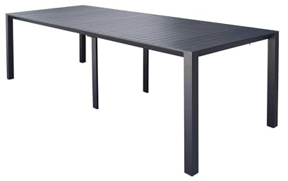 milani home - consolle da giardino allungabile, alluminio, 10 posti, antracite, piano 85x51,5/260 x74 cm