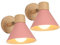 LIGKIN 2 Pezzi Lampade da Parete Interni Moderna E27 Applique da Parete Industriale Vintage Lampada da Parete Ruotabile in Legno Lampada a Muro per Camera Soggiorno Caffè, Ø18cm(Rosa)