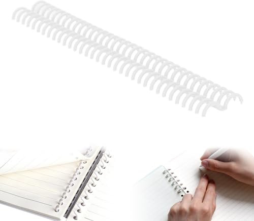 Tissting 10 Stück Binderücken 34 Ring 15mm Weiß Kunststoff Bindekämme Verschleißfestes Schreibwaren Spulen Kammbinder Set Bindestreifen für A4 Dokumente Notizbüchern