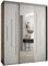 MEBLE KRYSPOL Davos 13 200 Schrank mit DREI Schiebetüren für Schlafzimmer - Moderner Kleiderschrank mit Spiegel, Kleiderstange und Regalen - 235,2x200x60 cm - Schwarz Weiß Silber