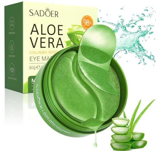 Aloe Vera Eye Mask (60 pcs)-Under Eye Patches for Dark Circles, Eye Puffiness & Dark Circles Treatment,Reduces Wrinkles & Fine Lines, Improves & Firms Eye Skin