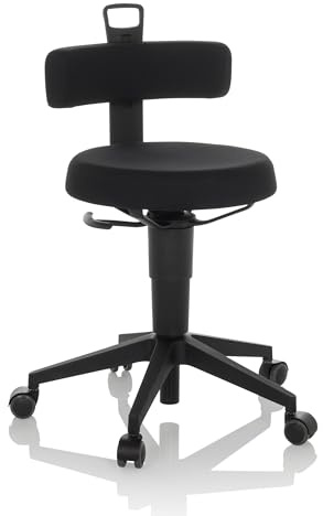 hjh OFFICE Balancestuhl höhenverstellbar TOP Work Flex beweglicher Arbeitshocker mit Rückenlehne, Stoff Schwarz