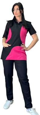 Grembiule da Cucina Ricamo Gratuito Fucsia e Nero per Bar Ristorazione Albergo Barista Lavapiatti Divisa da Lavoro Uomo Donna Made in Italy