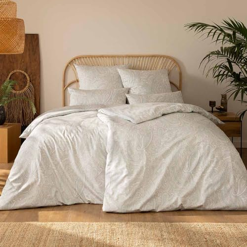 ESTELLA Bettwäsche Nathan Mako Satin 3-teilig (Natur 230, 1 x 40x80 + 1 x 80x80 + 1 x 155x220 cm)