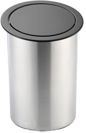 LYXXW Cesta De Basura Integrada para Encimera De 9 L, Papelera Redonda Integrada De Acero Inoxidable con Tapa Giratoria, Papelera De Metal Sanitario para Gabinetes, Baños,Negro