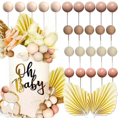 JeVenis Boho Tortendeko Kugeln Tortendeko Geburtstag Schaum Ball Kuchen Dekoration für Geburtstag Hochzeit Valentinstag Babyparty