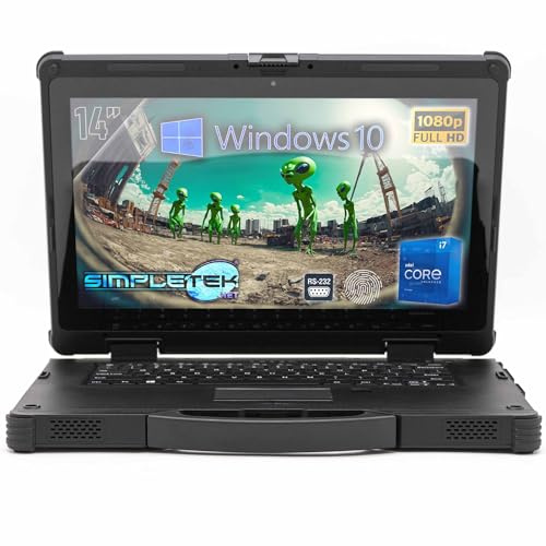 SIMPLETEK - PC Laptop Rugged Core i7 11°Gen Display 14 FHD | 16GB RAM e SSD 240GB Windows 10 Pro | Antiurto Antipolvere Certificato IP65 | con Seriale RS232
