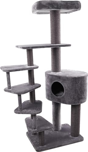 Flamingo Kratzbaum Goro – Grau, 198 cm | XXL-Kletterparadies für Katzen!