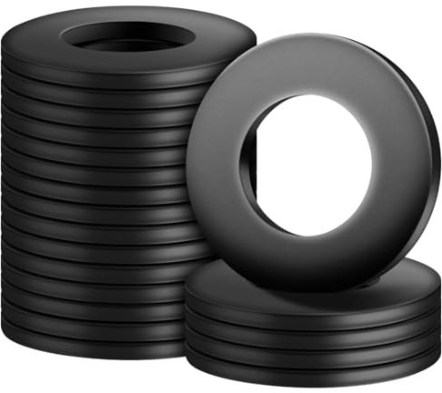 FOMGIIN Unterlegscheiben Flache, 50 Stück M5 x 10mm Unterlegscheibe Schwarz Kohlenstoffstahl Beilagscheiben Karosseriescheiben Distanzscheiben Dichtung Distanzringe für Schrauben Gewindestangen