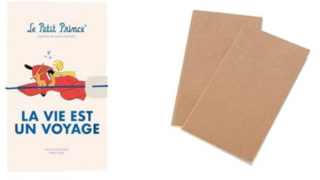 Grupo Erik Reisetagebuch zum Selberschreiben Der Kleine Prinz Bullet Journal Dotted Notizbuch Leder + Ersatz Nachfüllpack Dotted Notebook 12x19,6 cm 40 Seiten liniert und 40 Seiten mit Punktraster