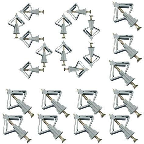 Set tasselli per cartongesso M8, 100 tasselli per cavità con viti, tasselli per cartongesso con viti (50 tasselli, 50 viti), viti e tasselli per cavità a farfalla