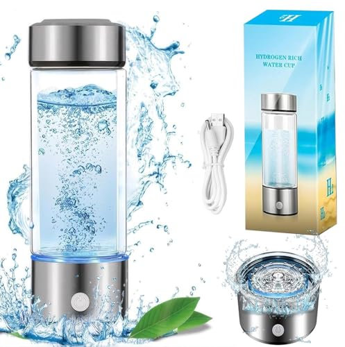Generador Agua HidróGeno PortáTil, Botella Agua HidróGeno 420 Ml, MáQuina Ionizadora Agua HidróGeno, Taza Vidrio Agua Rica En HidróGeno Recargable para Ejercicios De Viaje En Casa