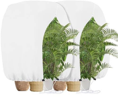 Protector de Invierno para Plantas 120x180 cm - Cubierta Anticongelante para Plantas y Maceta, Funda Protectora Transpirable con Cremallera y Cordón, Ideal para Árboles, Arbusto y Planta- 2 PCS