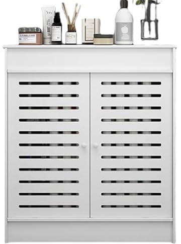 TT-YEC MDF Radiator Cover Cabinet Frame, Decorative Radiator Cover, Modern Slat Design with Storage Rack, Radiator Cover Grille Panel Cabinet, Heating Radiator Accessories,L80×H90CM