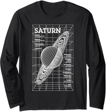 Planet Saturn Ringe Weltraum Astronomie Wissenschaft Astronom Langarmshirt