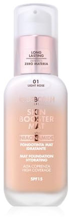 Deborah Milano Skin Booster MAT Foundation aus Serum, LSF 15, Nr. 1 Light Rose, energetisierend und aufhellend, mit Vitamin C, natürlicher Effekt, gleicht den Teint aus, 30 ml