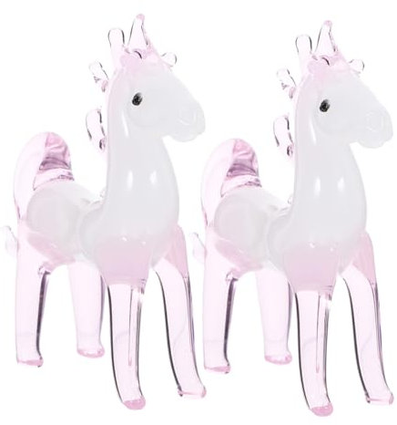 ABOOFAN 2stücke Kristallpferdeornamente Violette Glas-tierfiguren Mundgeblasene Miniaturtiere Pegasus-statuen Für Tischdekoration Sammler-skulpturen Aus Kristall Und Glas Für Wohnzimmer