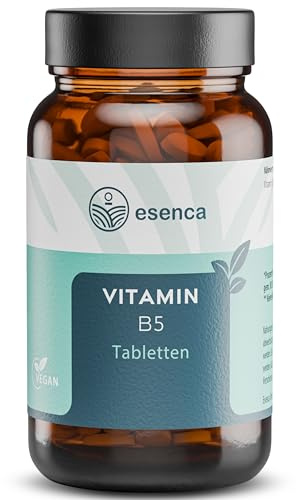 Esenca Vitamin B5 Tabletten – Pantothensäure 200 mg pro Tablette – 180 hochdosierte, vegane Tabletten – 6-Monatsvorrat – Frei von Zusatzstoffen, Laktose & Gluten – Für Energie & Stoffwechsel