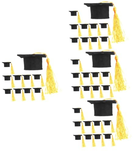 Ciieeo 40pcs Graduation Hat Bottle Topper Tassel Mini Hat Bottle Cover for Decorative Wine